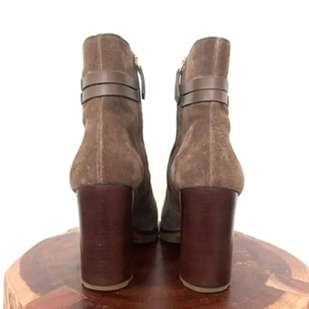 Tory Burch Leigh Suede Lug Sole Boots in River Rock, Size 8.5 NWOT‎